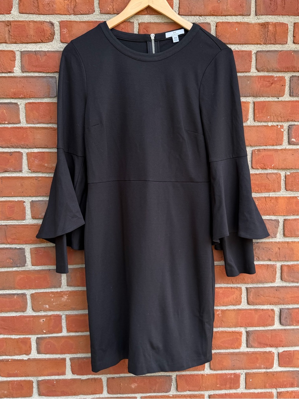 Halston Black Bell Sleeve Dress